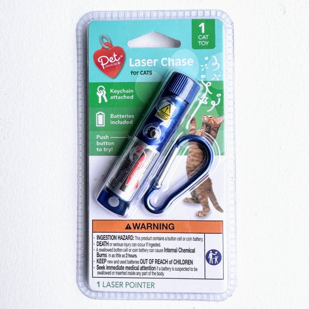 PET CENTRAL Laser Chase Pet Cat Dog Toy Key Chain NEW